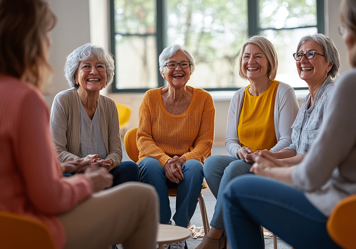 Brentdpayne A Bunch Of Happy Older People In A Group Therapy 18589a87 0f6c 491e 9d19 5e0feced40b0 0